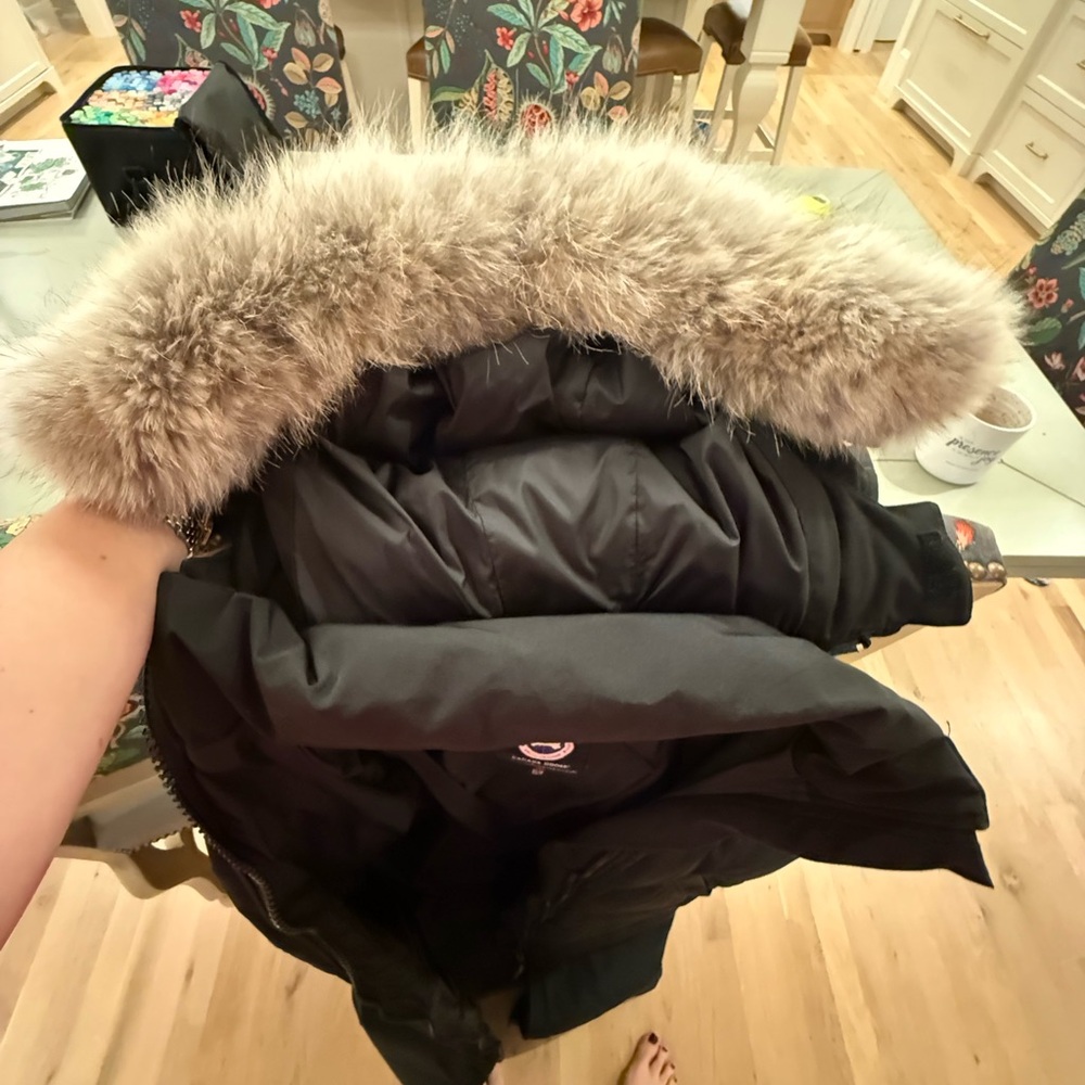 Canada Goose Black Long Puffer Coat with Fur Hood - Picture 9 of 9
